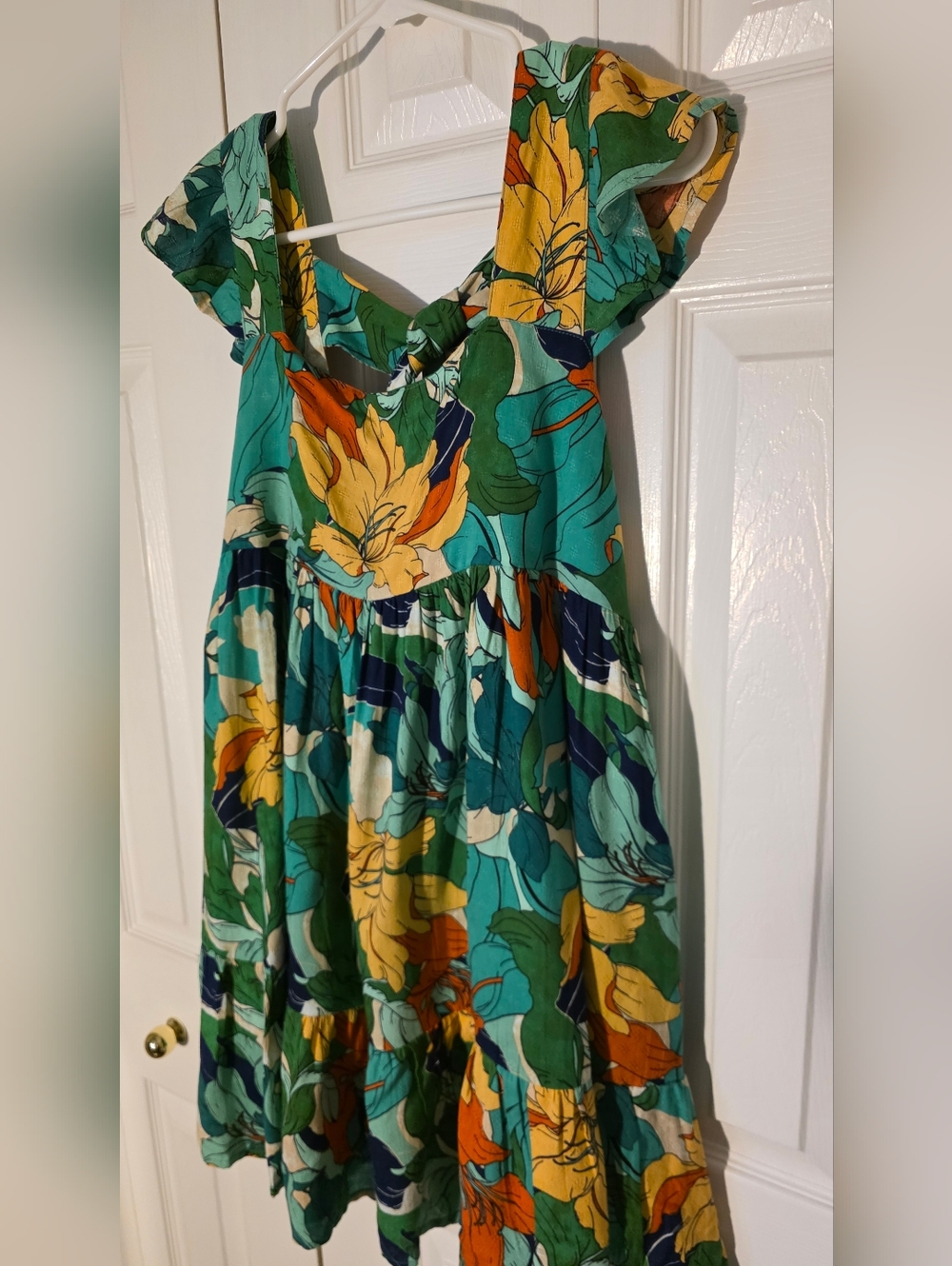 Band Of The Free Viscise Green Floral Square-Neck Mini Dress Size M - Picture 10 of 12